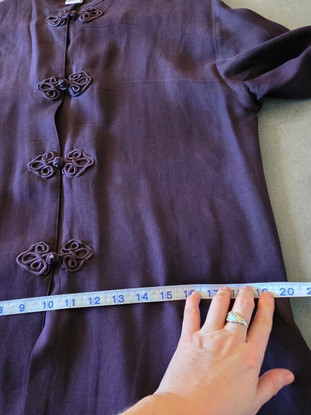 Neiman Marcus 100% Silk Purple Tai Chi Set PM Petite Medium Frog Closure Lounge - Picture 13 of 16